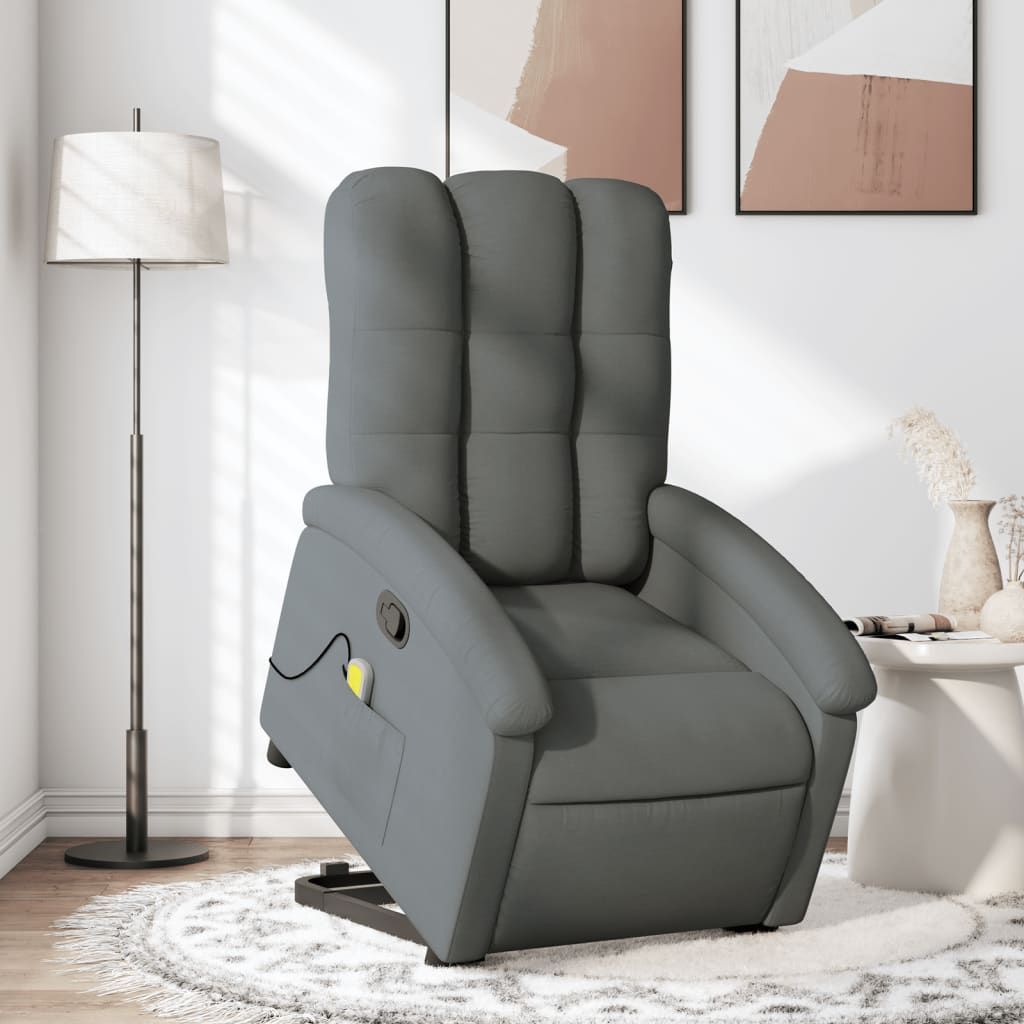 Dark Gray Fabric Stand-Up Massage Recliner Chair