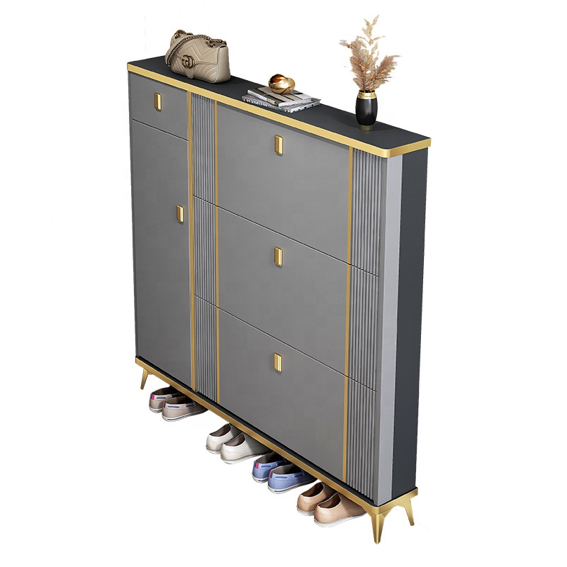 Rotating Slim Wooden Modern Convertible Foldable Durable Shoe Storage Cabinet Dustproof Eco-Friendly Save Space Entrance Home
