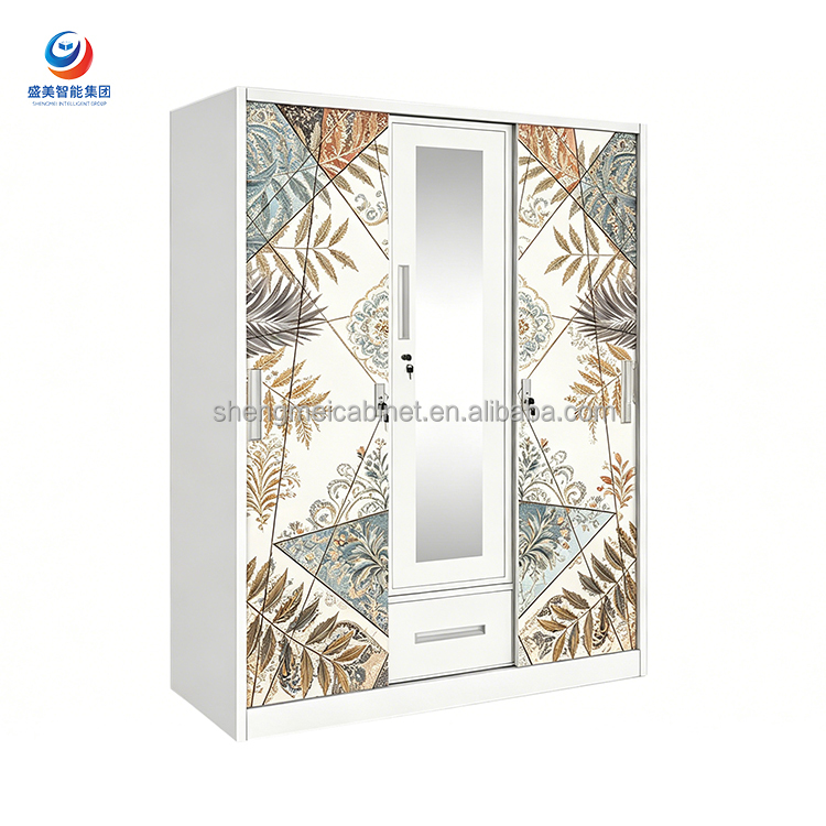 Modern Italian Design Steel Wardrobe with Sliding Doors Anti-Rust Fast Assembly Freestanding Closet Storage for Bedroom