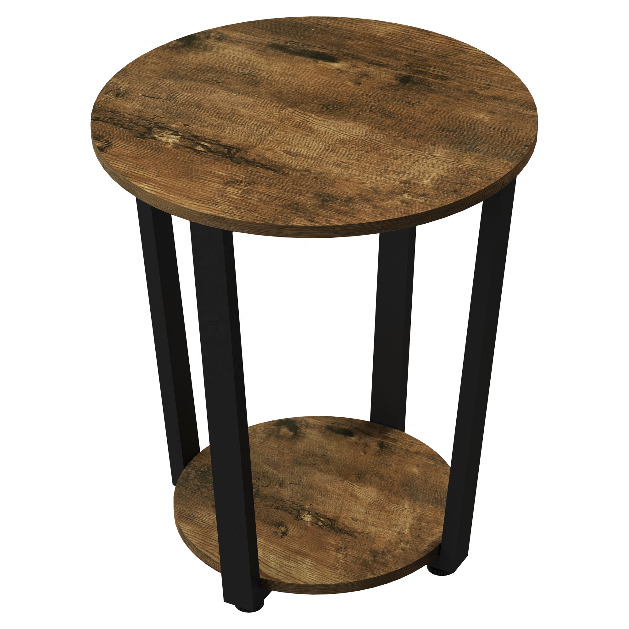 Side Table Small End Table: Round-Shaped Sofa Table with Metal Frame for Living Room, Bedroom, Small Spaces