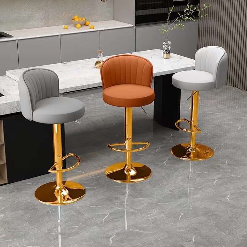 Modern Counter High Stool for Home Use Silent Swivel Bar Chair Comfortable Backrest Quality PU Wheels Adjustable for Cashier