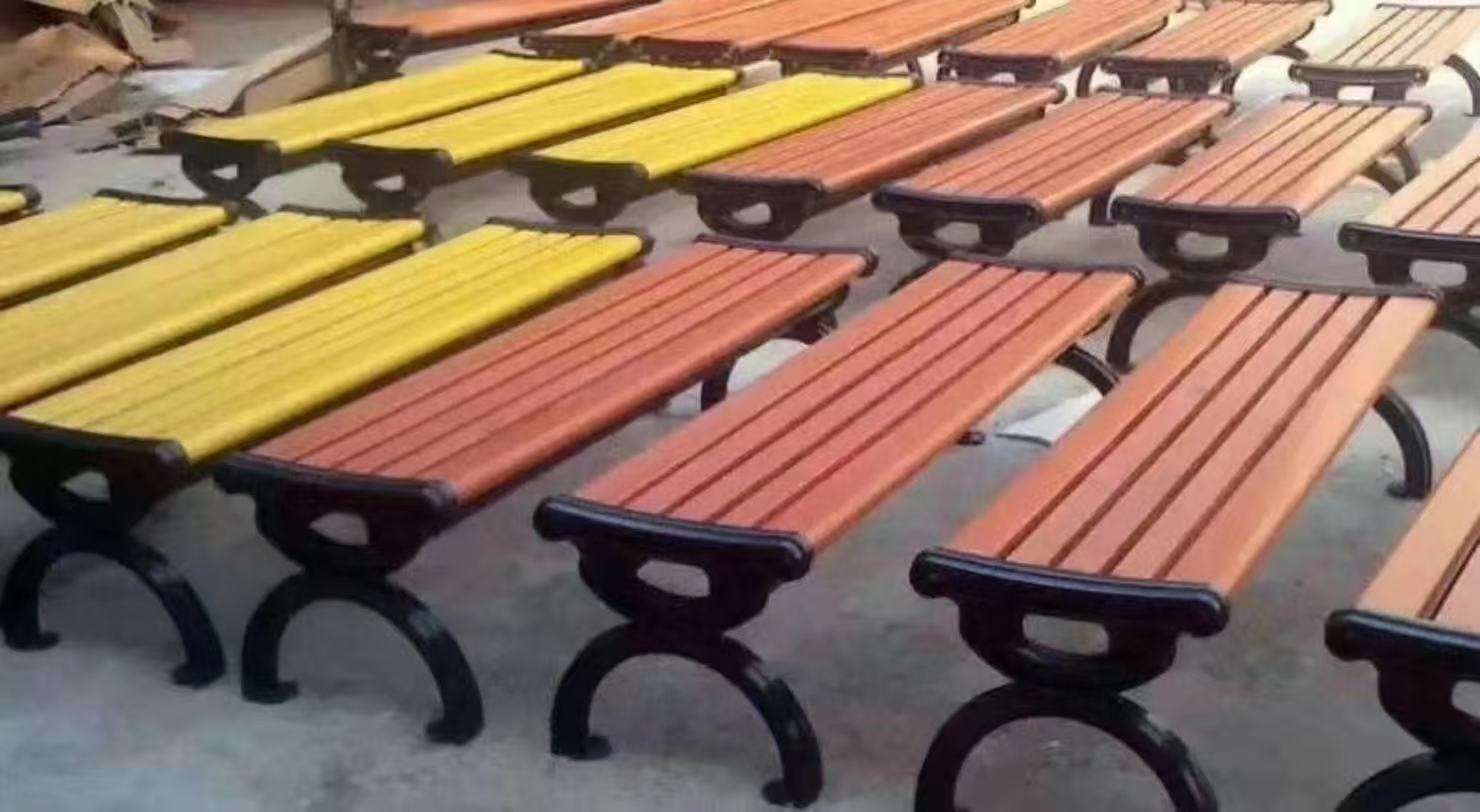 Modern Solid Wood Bench with Cast Iron Seats for Home Bar Supermarket Hospital School Entrance Outdoor Dining &amp; Patio Use