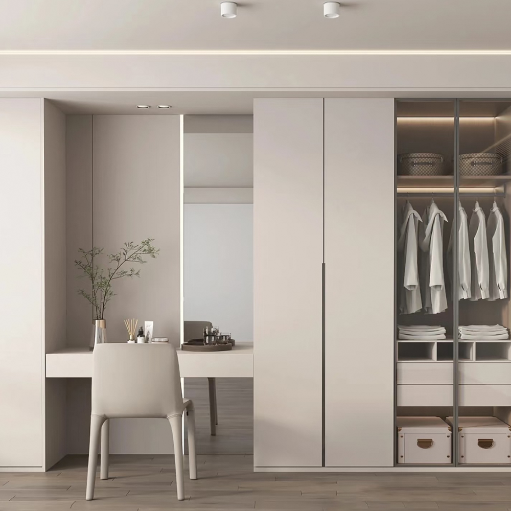 Light Luxury Style Custom Wardrobe Dresser Wooden Modern Bedroom White Wardrobe Furniture