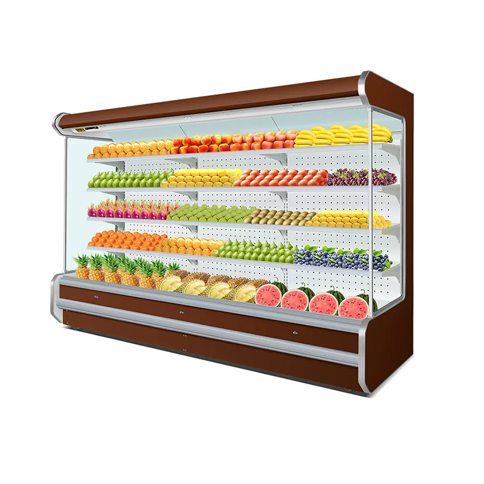 Fruit Storage Refrigerated Display Case Air-Cooled Cabinet Stainless-Steel Vertical Chilled