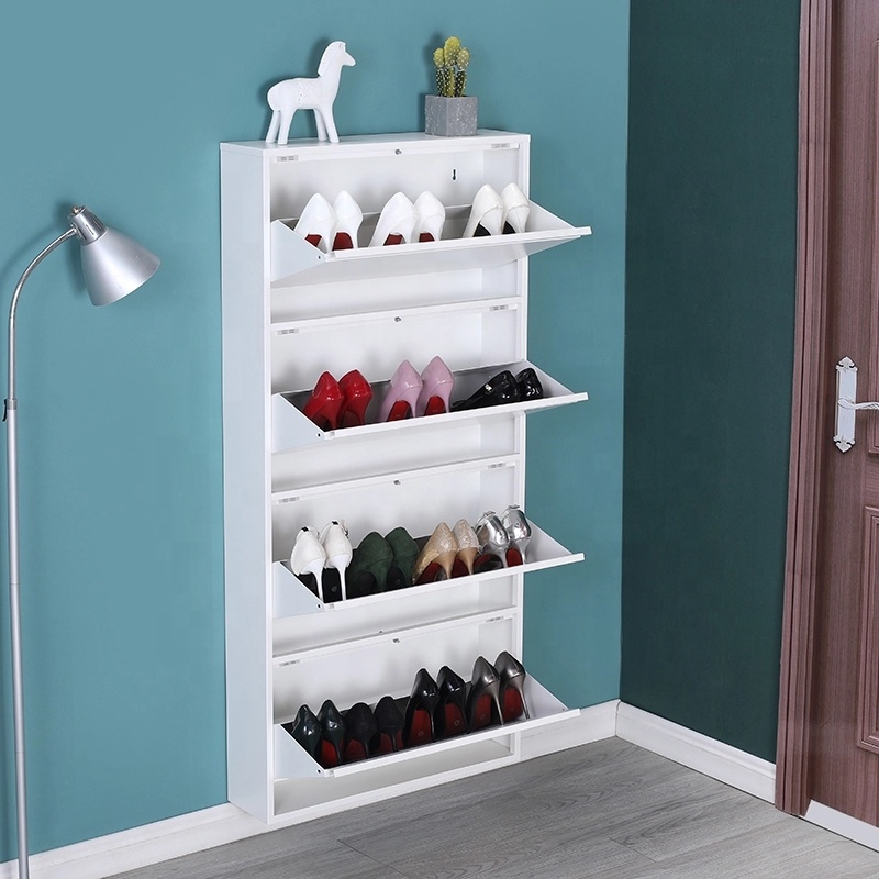 Design Simple Shoe Rack Ultra-thin Steel Flip Bucket Shoe Cabinet Cabinet Set Hanging Wall Suspended Small Family Porch Ark