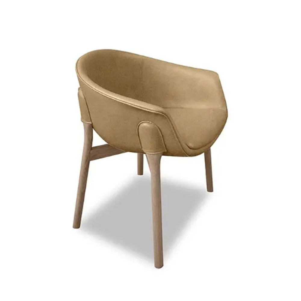 Light Khaki Fabric Armchair Hotel Restaurant Chair Warm Touch Ergonomic Support Solid Cone Shaped Legs Hospital Lounge Chair