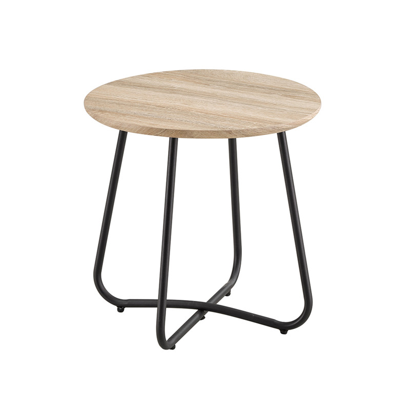 New Design Cheap Contemporary Strong Metal Base 6-Sided Wood Top Unique Small End Table