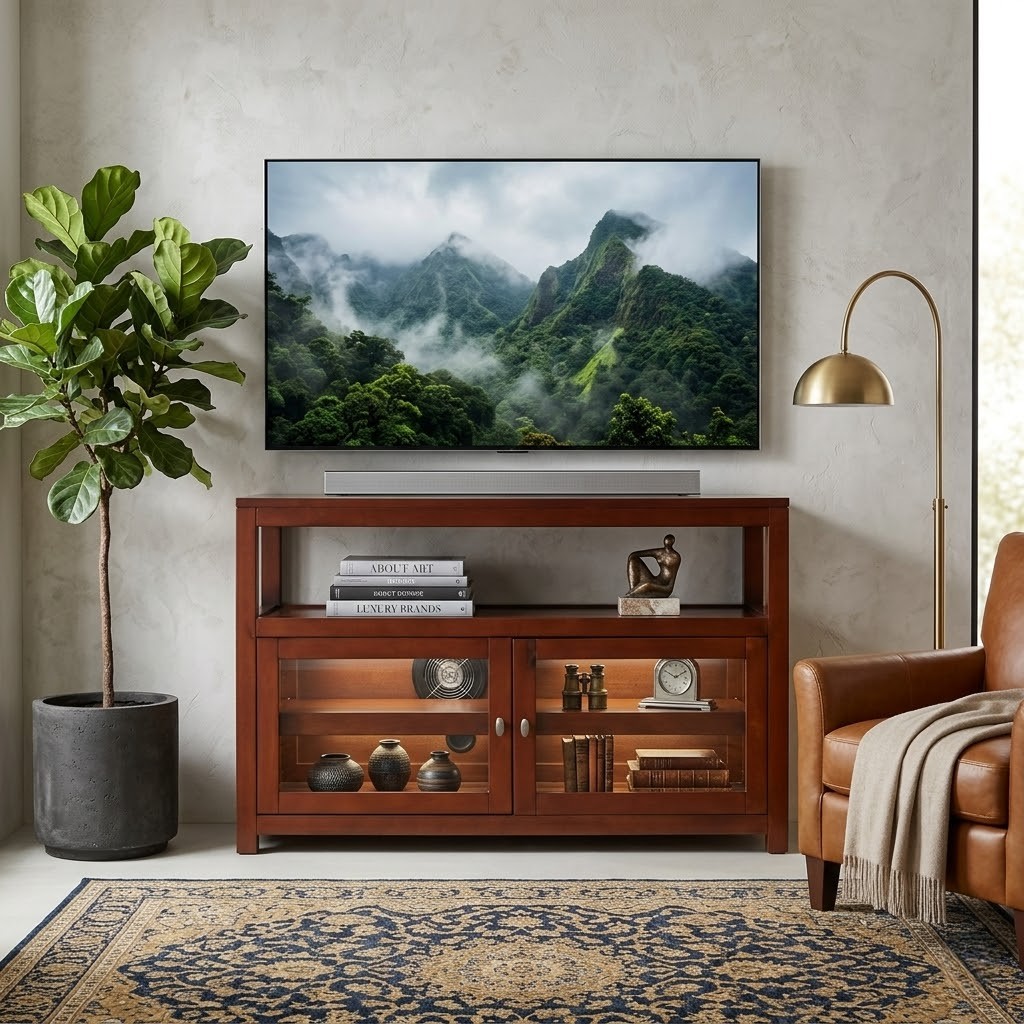 1 Year Warranty Export Quality Furniture Vietnam Modern Style Solid Wood Adjustable TV Stand for Home Office Living Room