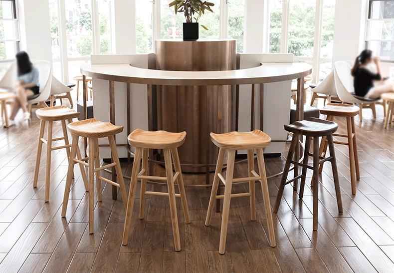 Commercial space interior with bar stools