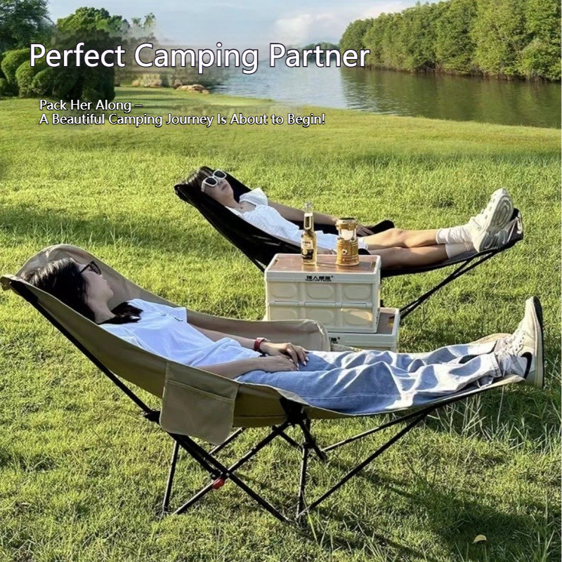 Portable Aluminum High Back Camping Lounge Chair 3 Adjustable Folding Recliner Leg Rest Oxford Fabric Modern Outdoor Picnic