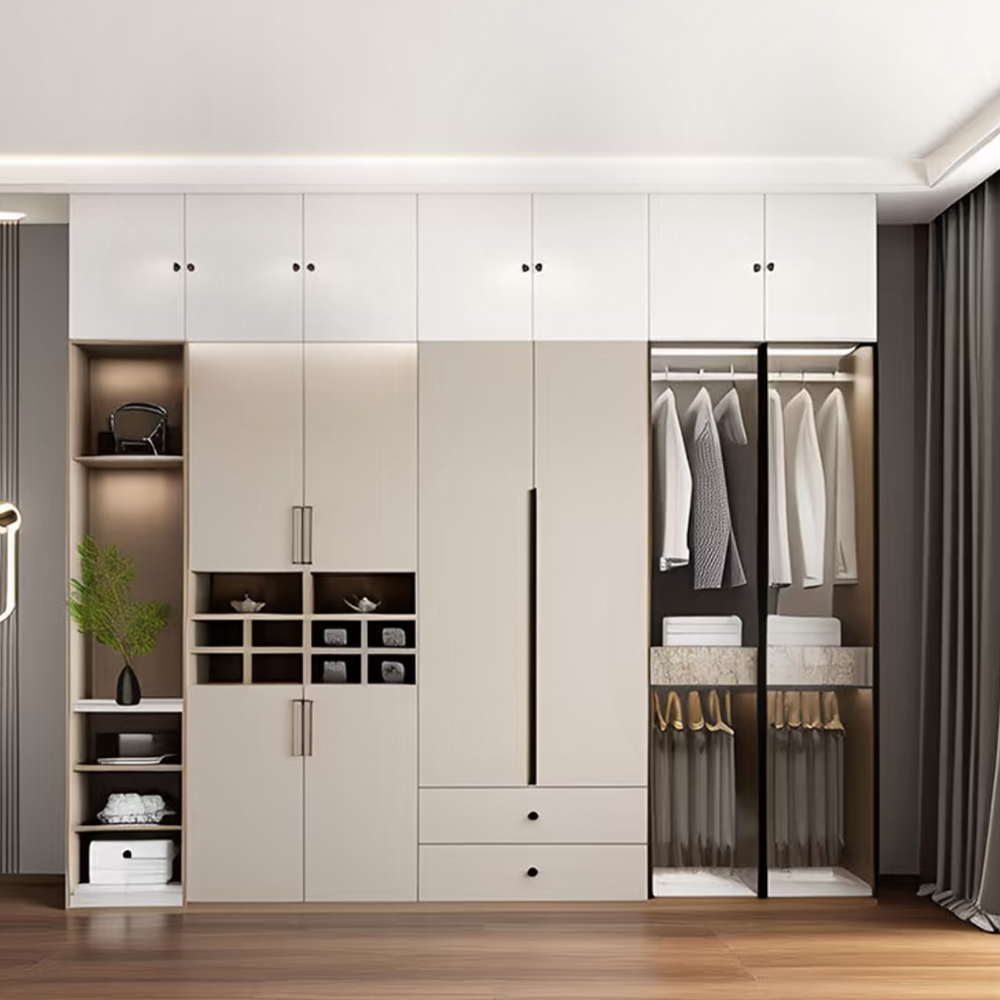 Light Luxury Style Custom Wardrobe Dresser Wooden Modern Bedroom White Wardrobe Furniture