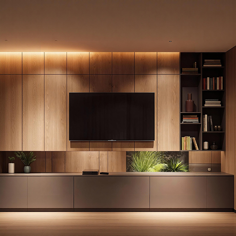 BOSNiE Modern Luxury TV Stand Floating Wall Mounted Custom Wood Entertainment Center Media Console Cabinet Storage Bedroom