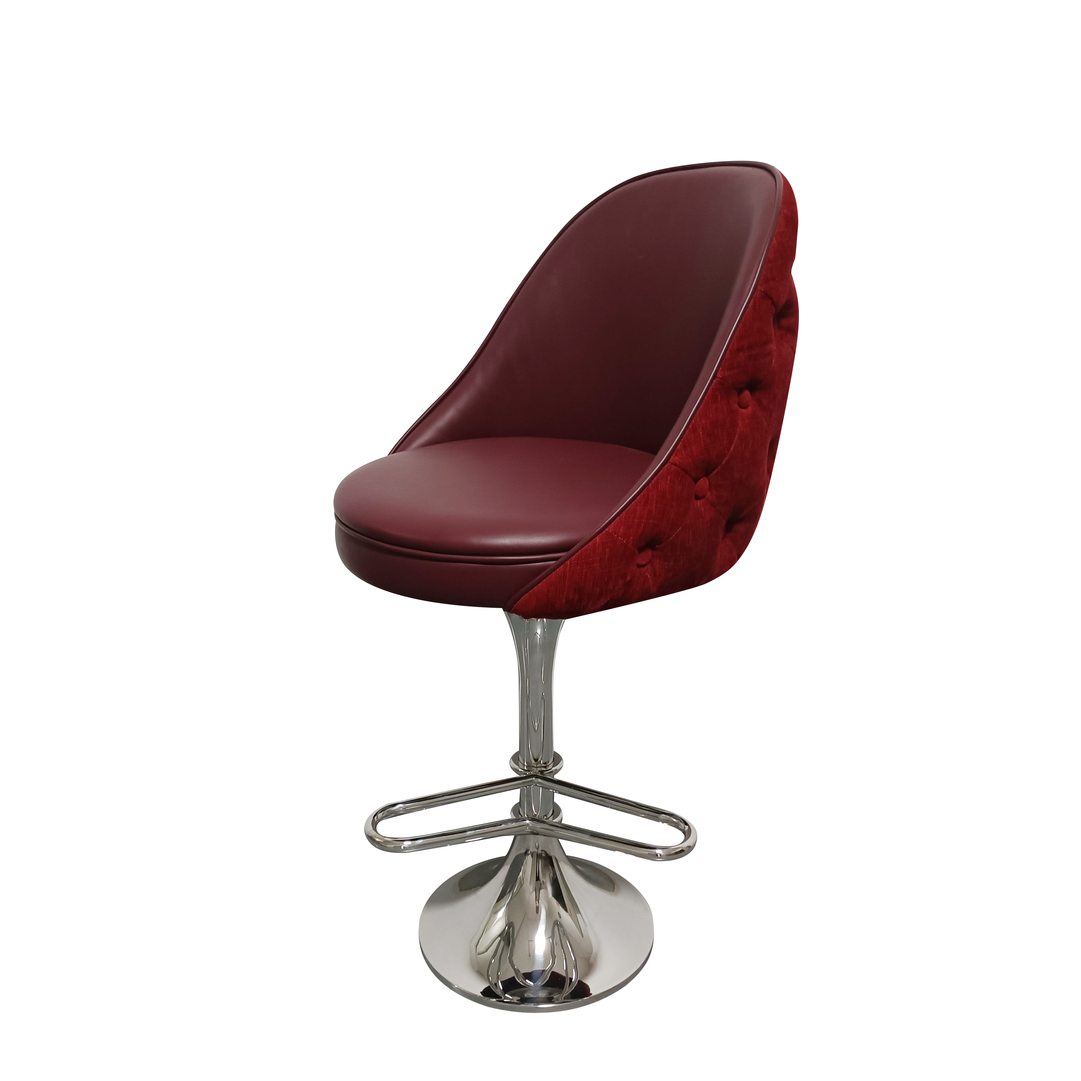 Modern Commercial Pub Bistro Chair Use Stain Steel Frame Red PU Leather Adjustable Bar Stool with 360 Degree Swivel and Footrest
