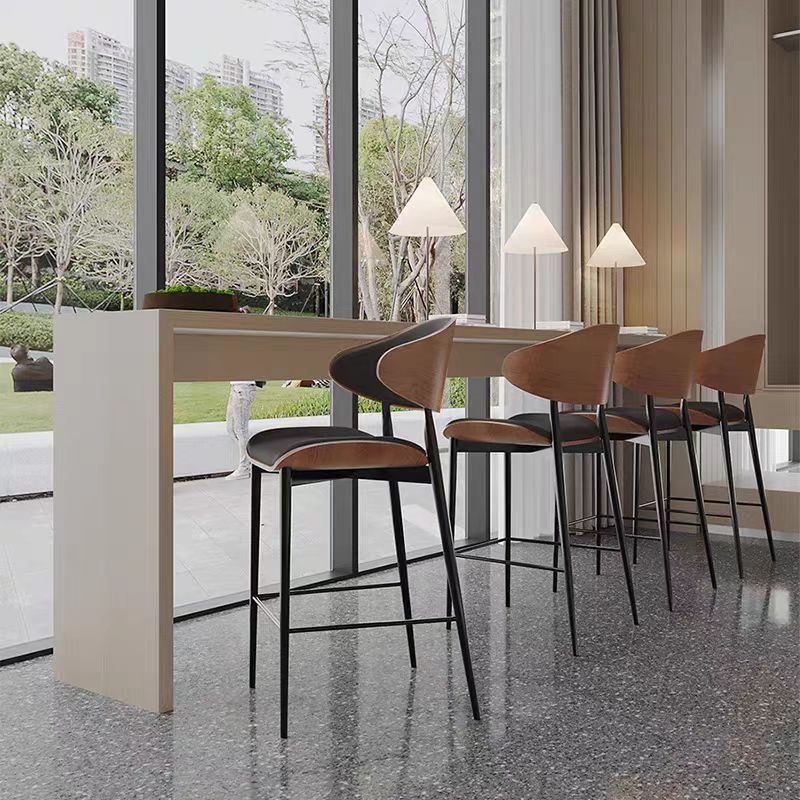 Light Luxury Modern Leather High Back Bar Stool with Metal Legs Eco-Friendly for Living Room Outdoor Dining and Home Use