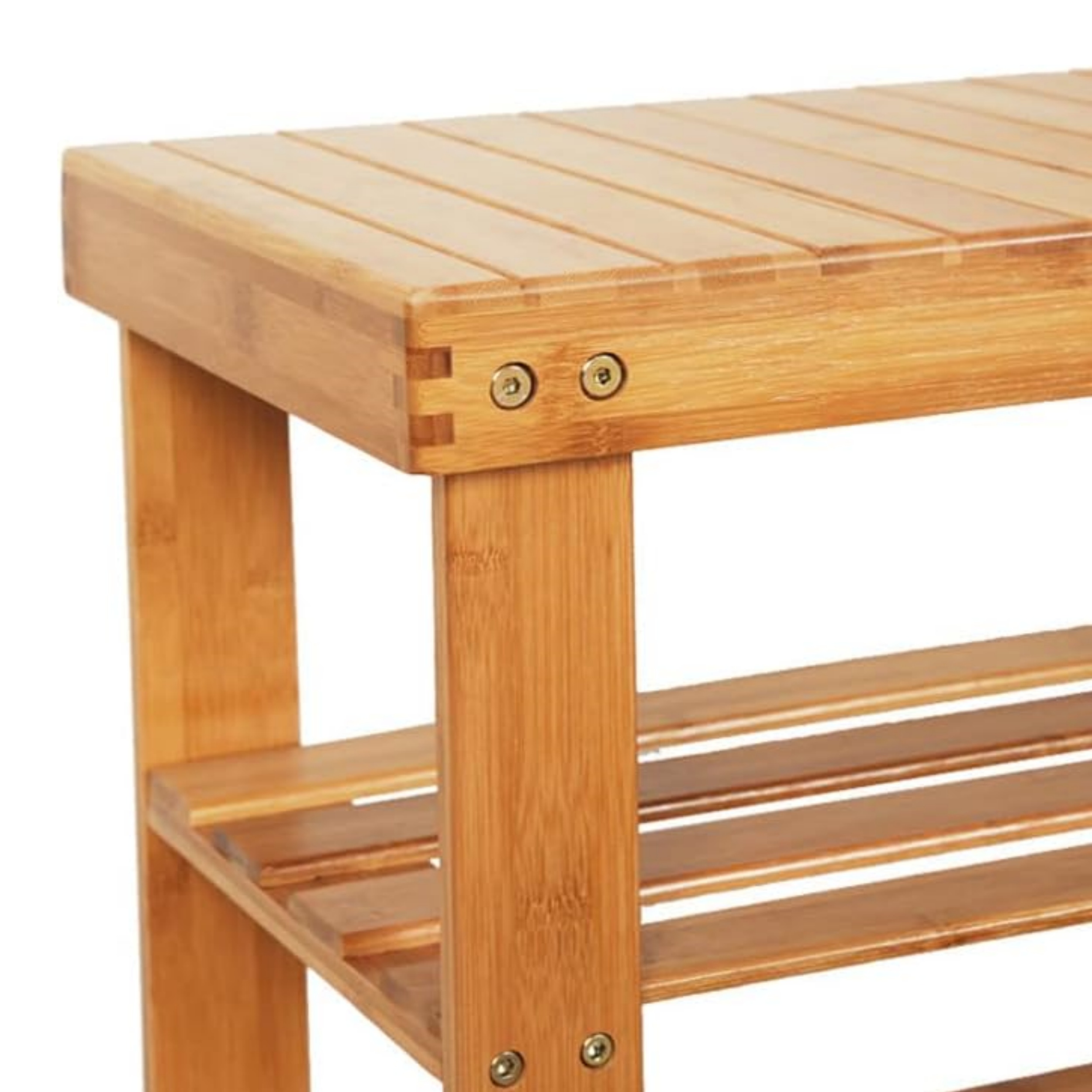 3-Tier Easy Assemble Bamboo Shoe Rack Bench with Storage Shelf Modern Design for Apartment &amp; Hotel Entryway