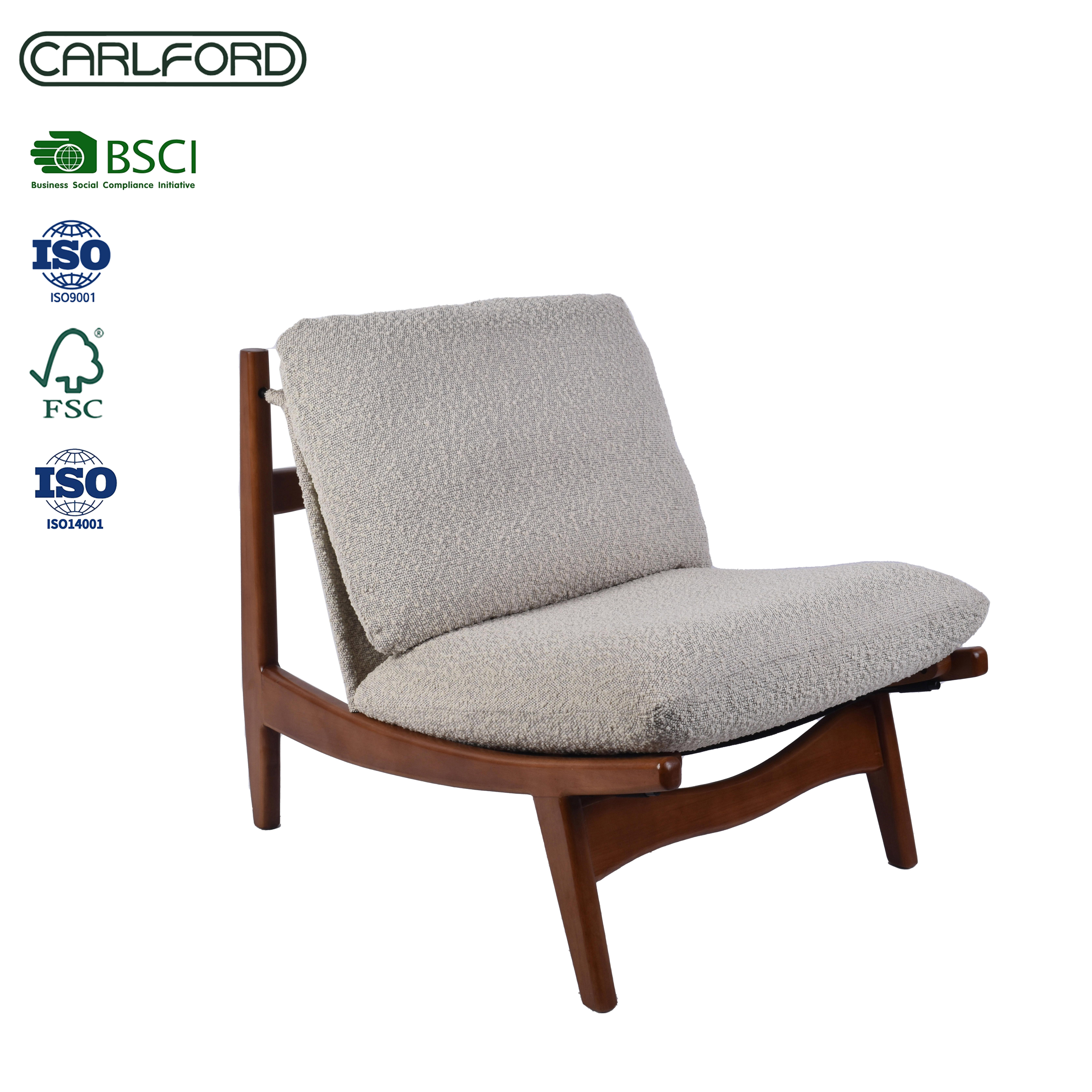 CARLFORD Durable Corduroy Wingback Accent Chair Soft Polyester Fabric Leisure Armchair Stackable for Bedroom and Living Room