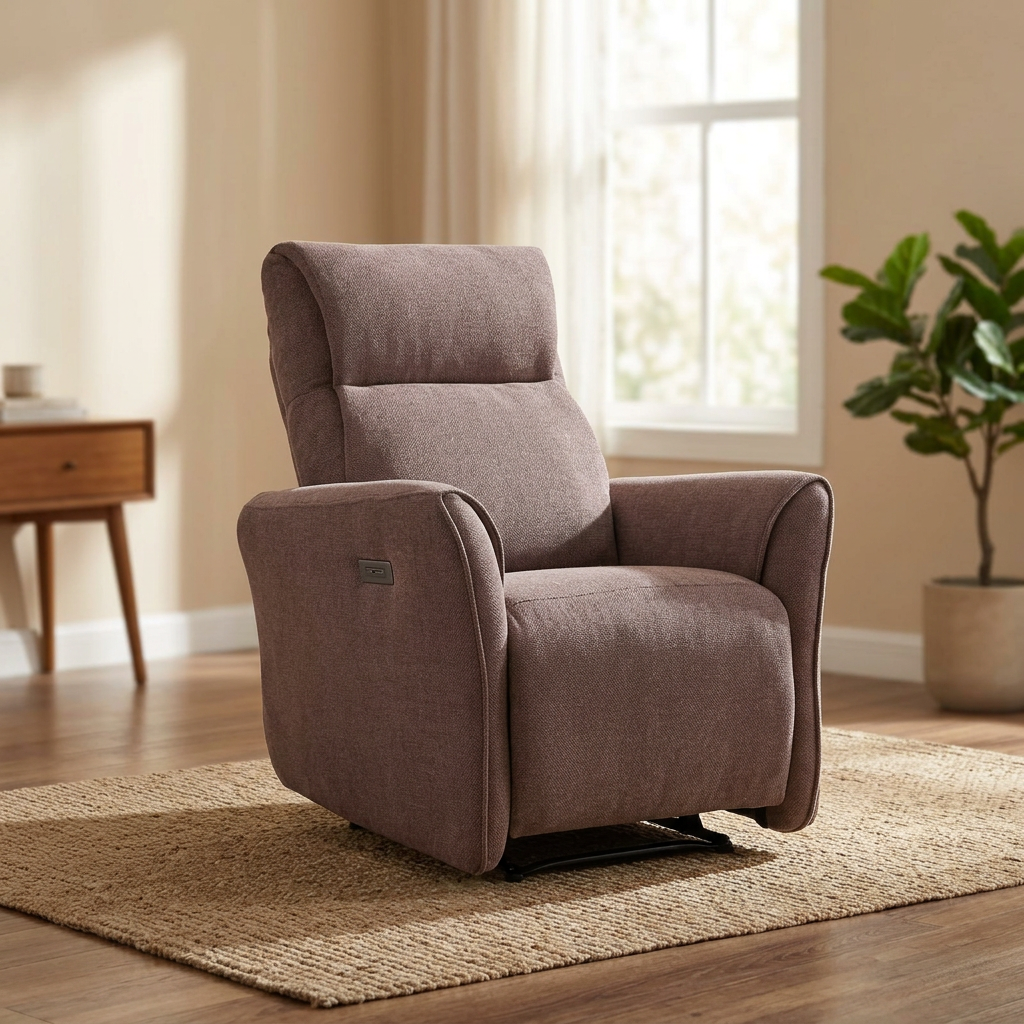 Brown Fabric Recliner Chair Adjustable Power Recliner Armchair Single Seat Lounge Chair for Elderly Home Use