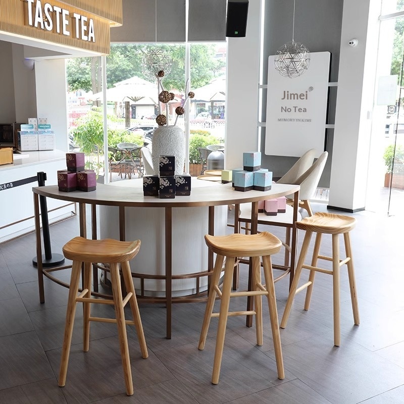 Nordic Solid Wood Commercial Bar Stool Multifunctional High Stool Modern Design Bar Furniture