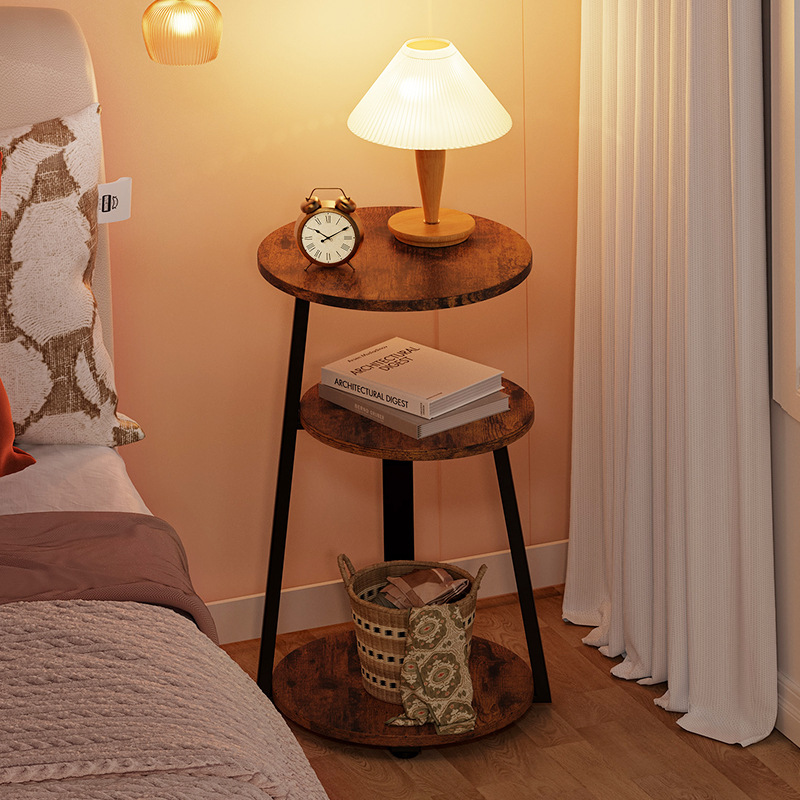 Modern Luxury Three-Layer Coffee Table Elegant Marble Side Tables Elegant End Tables for Small Apartment Home Wooden Panel