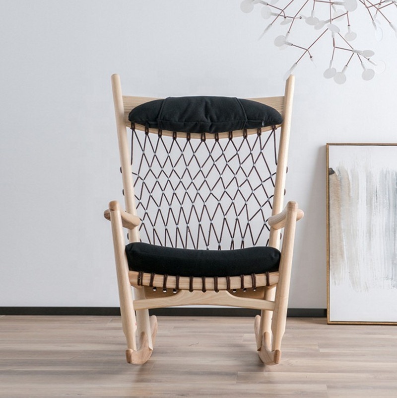 Morezhome Indoor Living Room Adult Wooden Leisure Rocking Chair With Cushion
