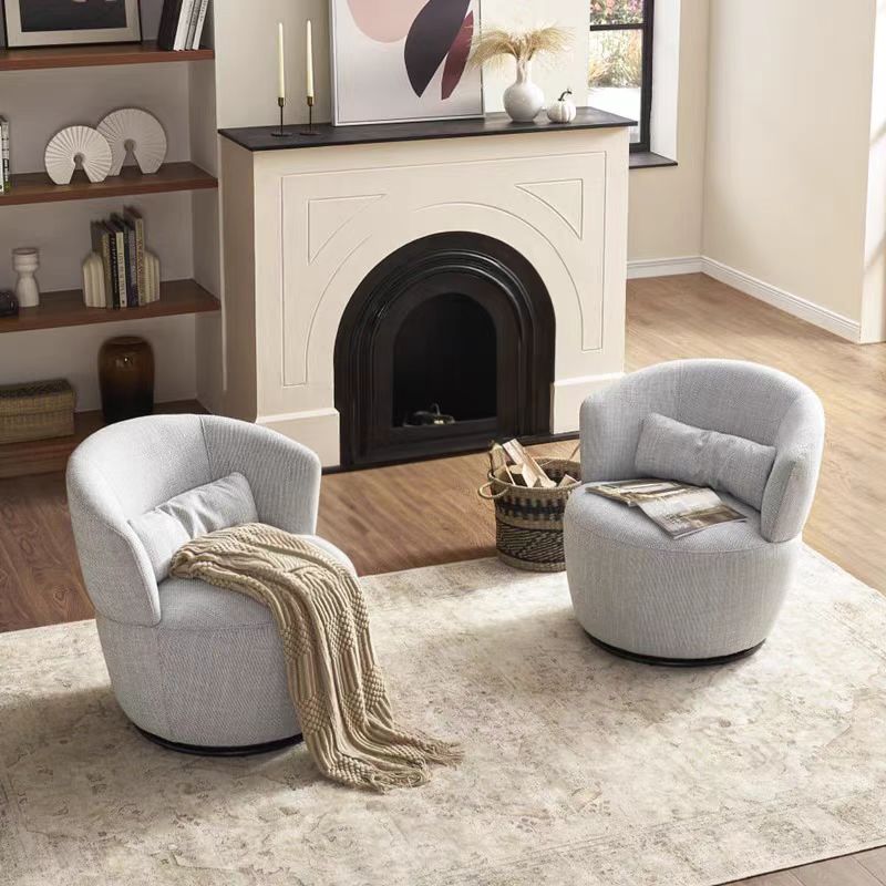 Swivel Single Accent Chair with Faux Lambswool Upholstery &amp; Sturdy Metal Frame for Apartment Living Room Hotel Lobby Seating