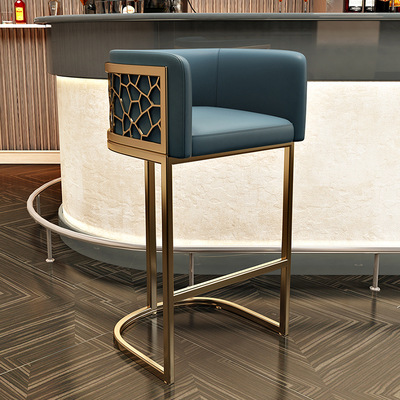 Modern Steel Bar Stool Light Luxury High Backrest for Living Room Hotel School Outdoor Use