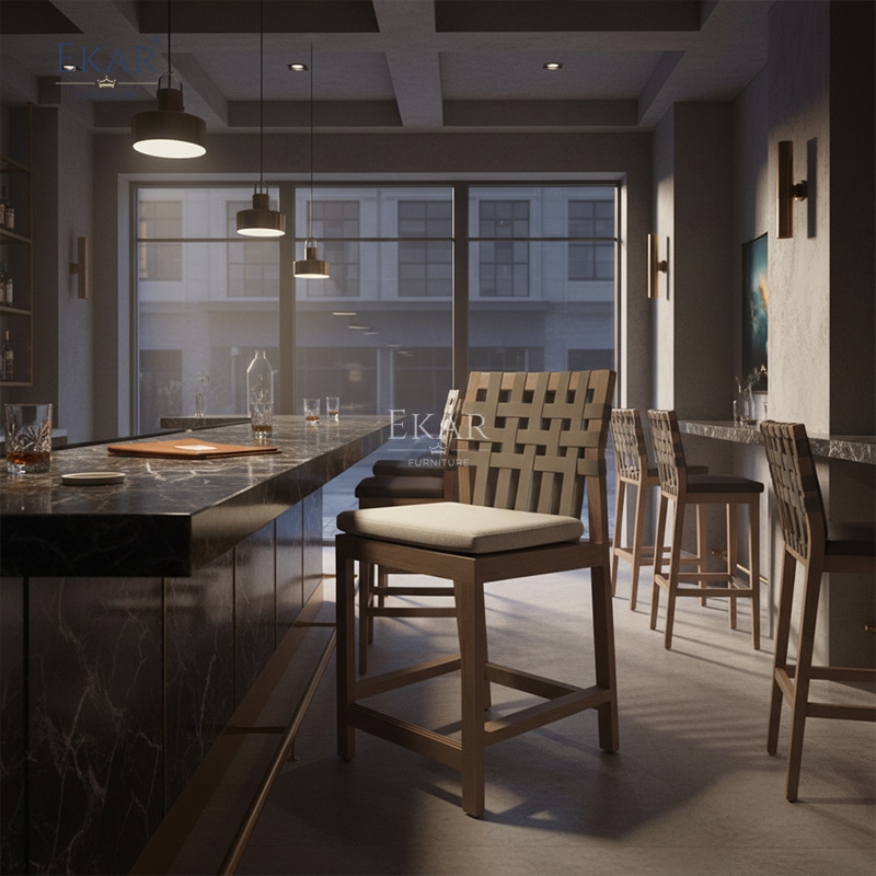 EKAR Horizon Modern Bar Stool | Luxury Woven Strap Counter Stool | EKAR FURNITURE Custom Seating