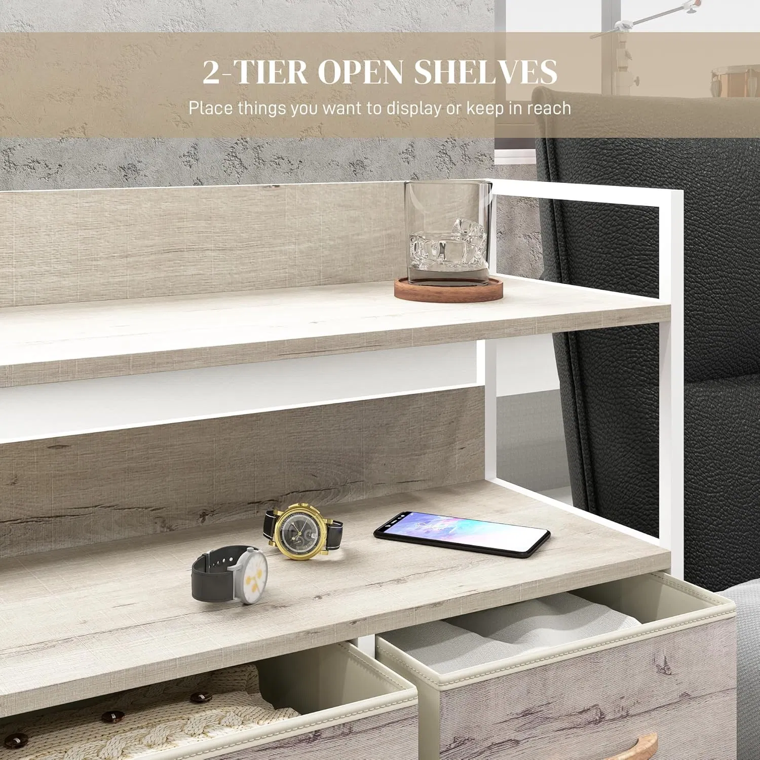 Contemporary Steel Frame Drawer Chest for Stylish Living Room Storage