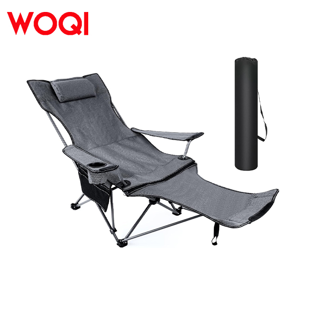 WOQI Modern Durable Oversized Folding Lounge Chair-Portable Outdoor Metal Garden Chair for Beach Camping &amp; Travelling