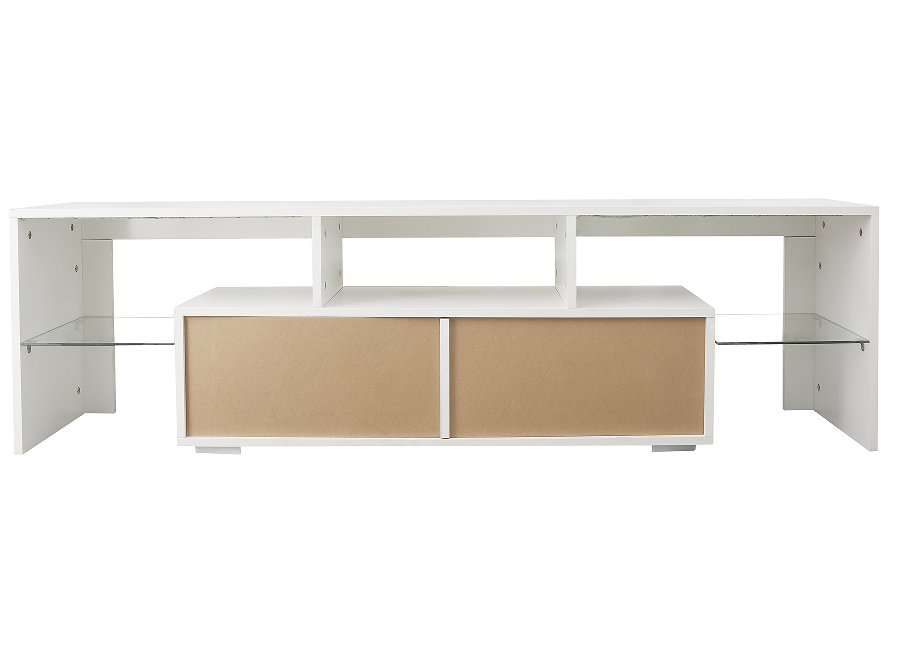 Modern Wood TV Stand with Adjustable Storage Shelves and TV Lift Fits 60-64in TVs for Living Room Hotel or Office