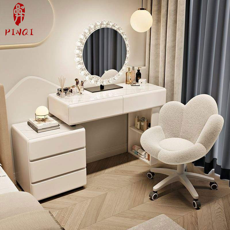 Luxury-Selected Dressing Table Solid Wood Cream Style Cabinet-Integrated 2025 New Style Bedroom Luxury High-End Vanity