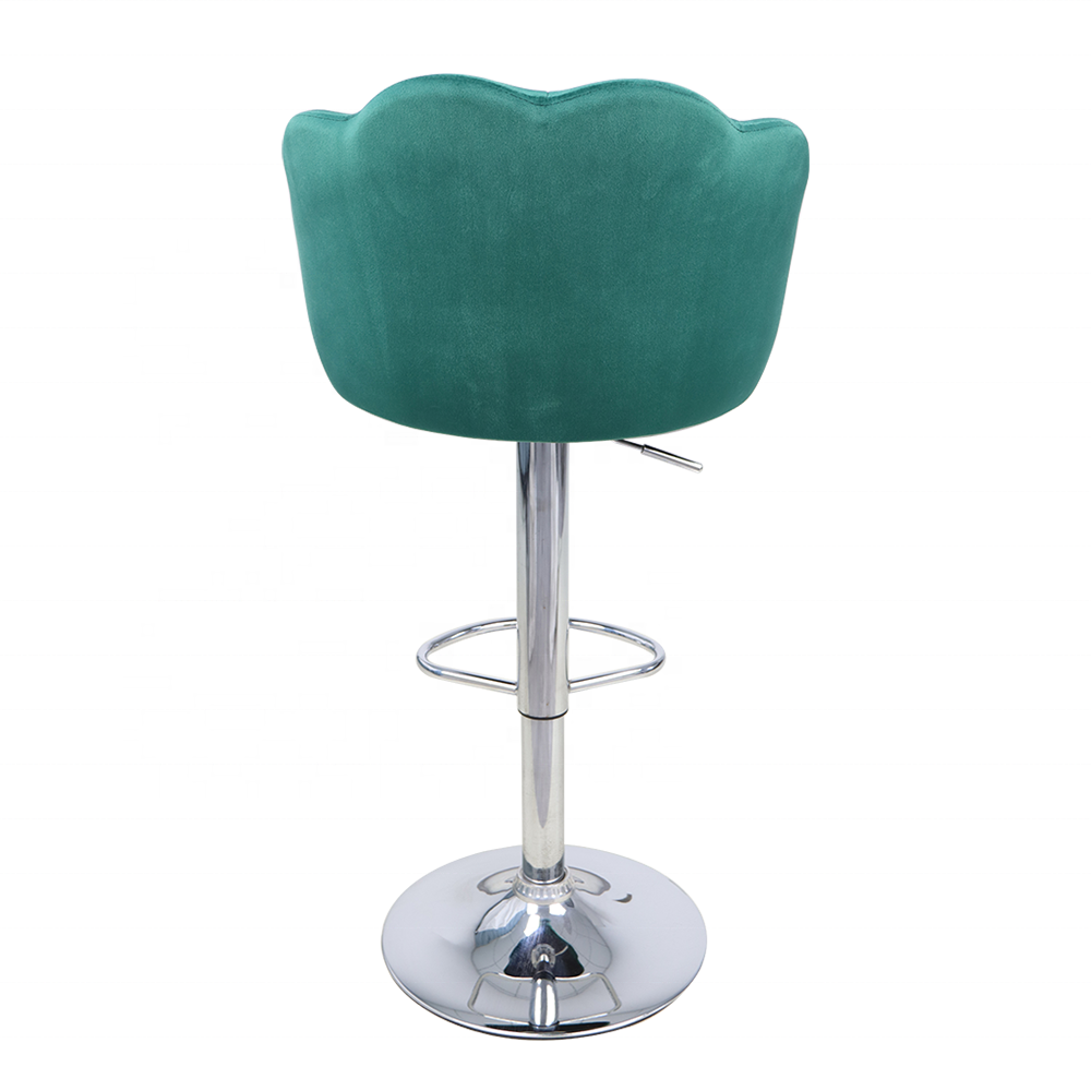 Factory Outlets Nordic Bar Stools Revolving Chair Counter Velvet Bar Stools With Flower Shape Back