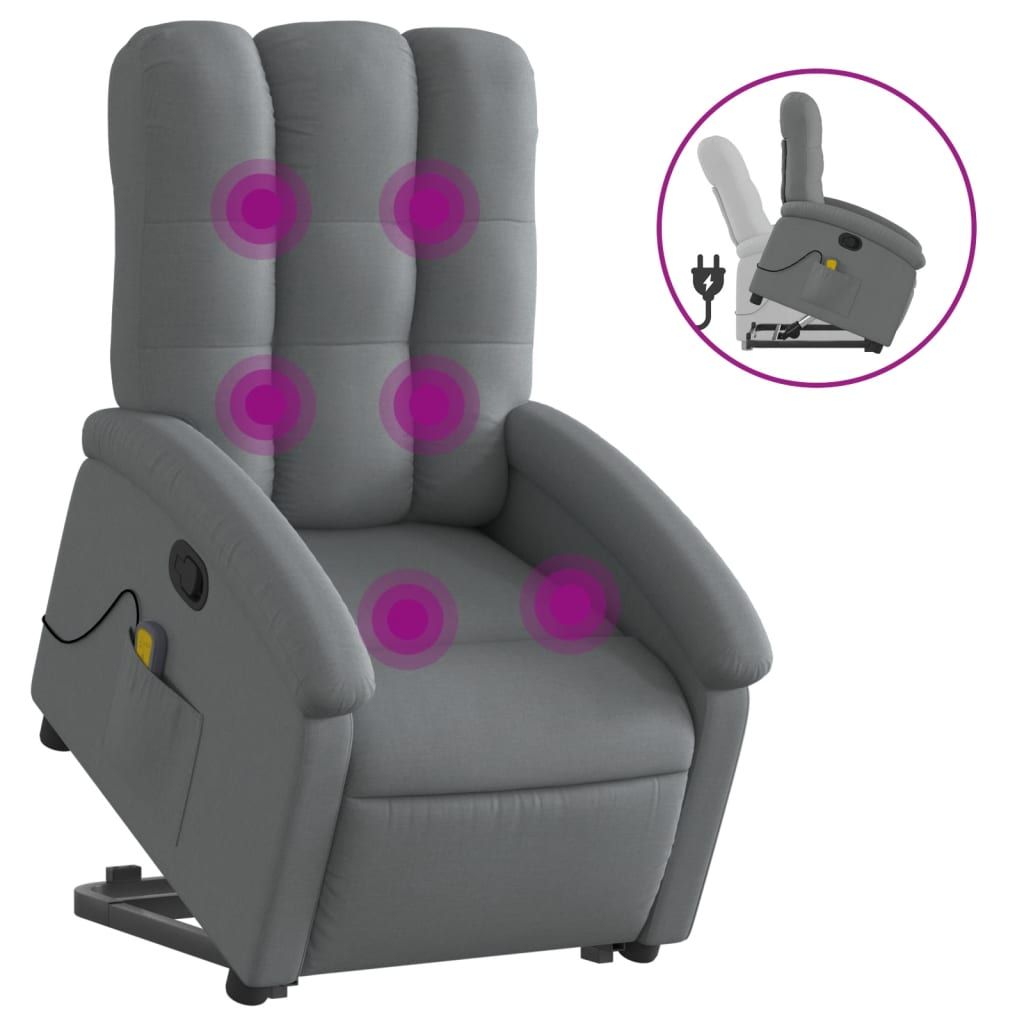 Dark Gray Fabric Stand-Up Massage Recliner Chair