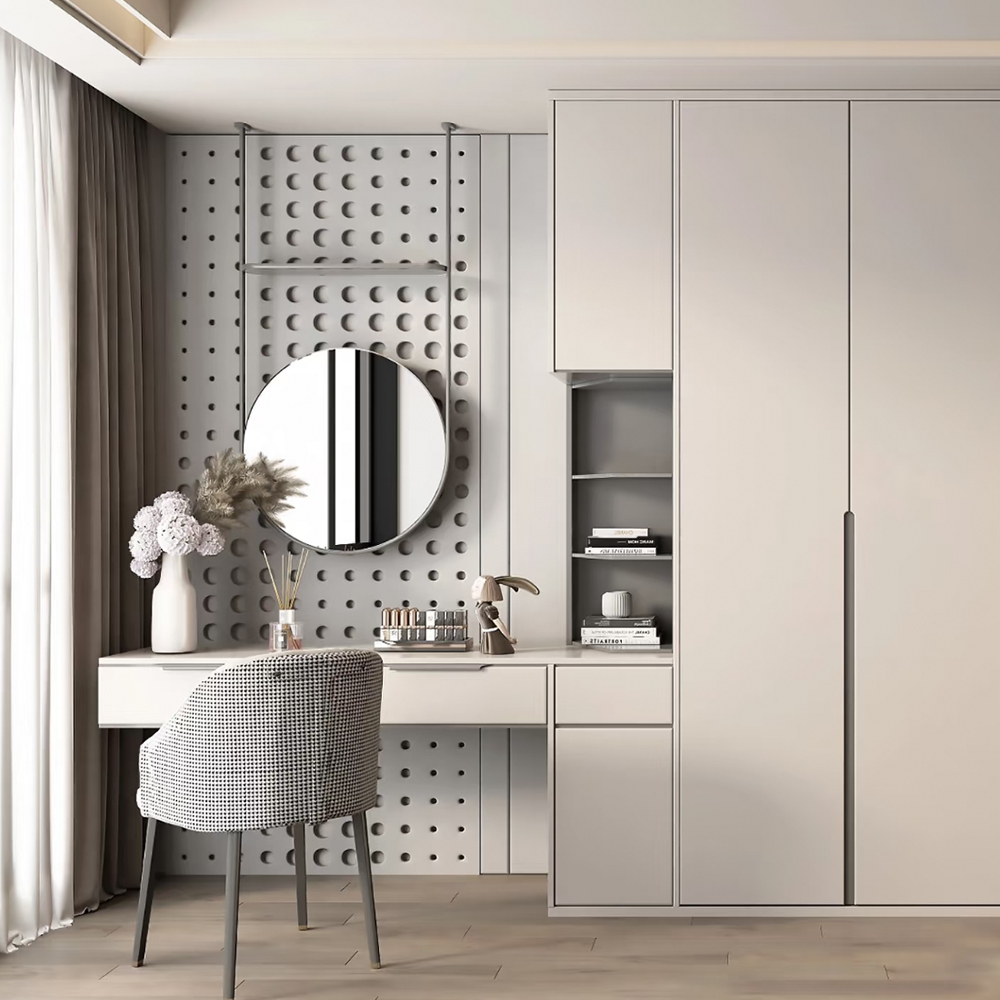 Light Luxury Style Custom Wardrobe Dresser Wooden Modern Bedroom White Wardrobe Furniture