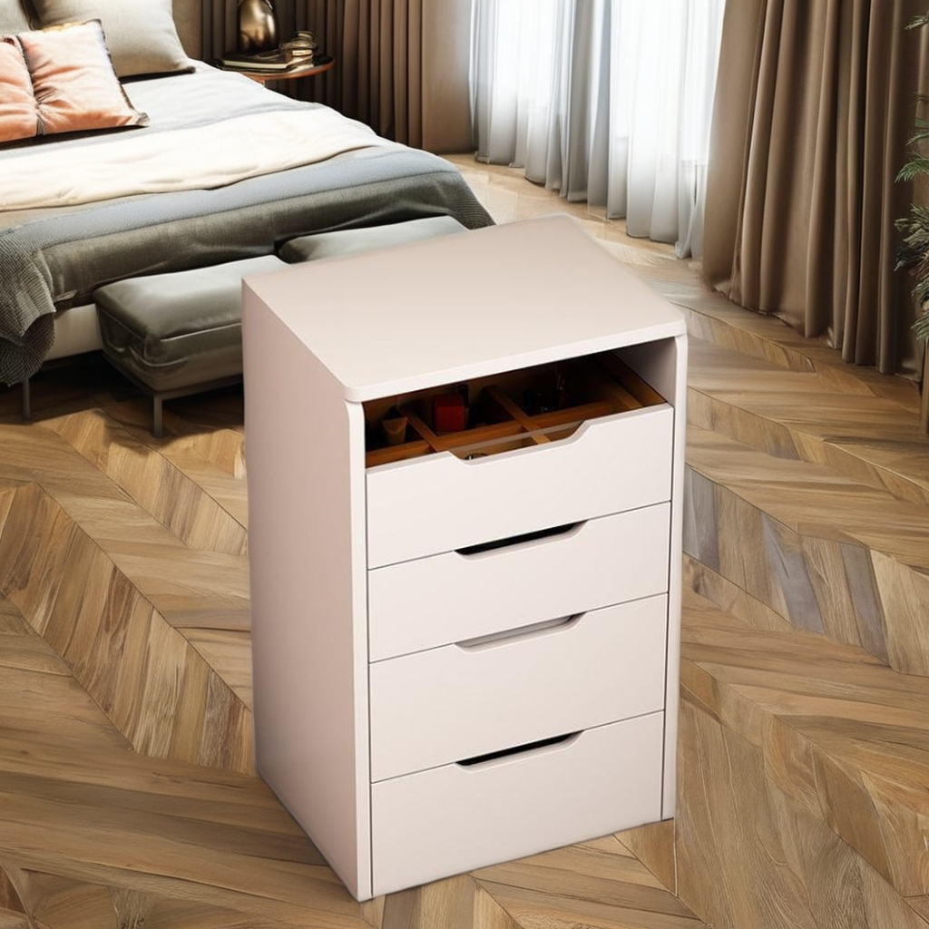 Modern White Lighted Makeup Vanity Dressing Table with Wood Panel Mirror Wholesale Bedroom Furniture for Use