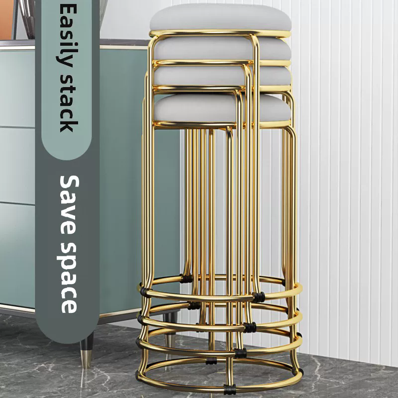 Fashionable Stackable Golden Metal Living Room bar Stool, Comfortable to Sit On, with the Lowest Price