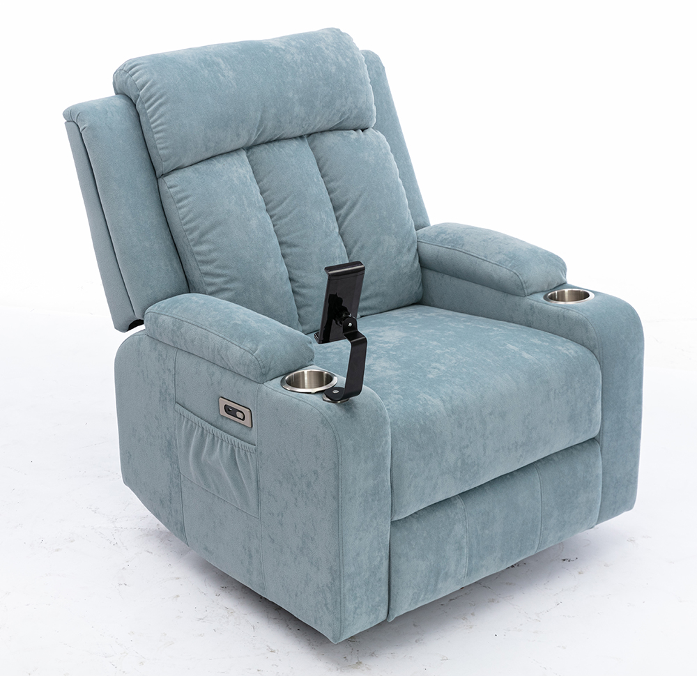 Hot Sale Modern Single Recliner Sofa Chair Manual Fabric Reclining with Cup Holder and Extendable Feature Metal Frame