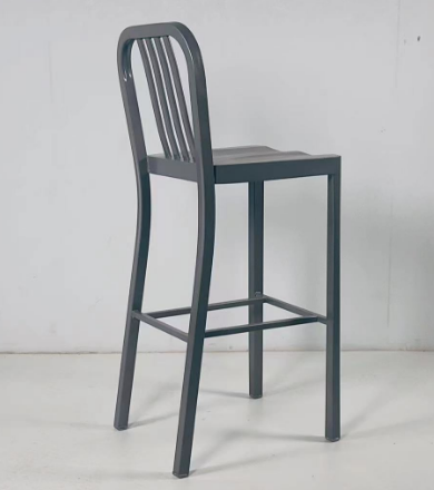 Bistro Grey Steel Navy Bar Stool