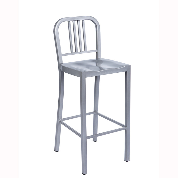 Bistro Grey Steel Navy Bar Stool