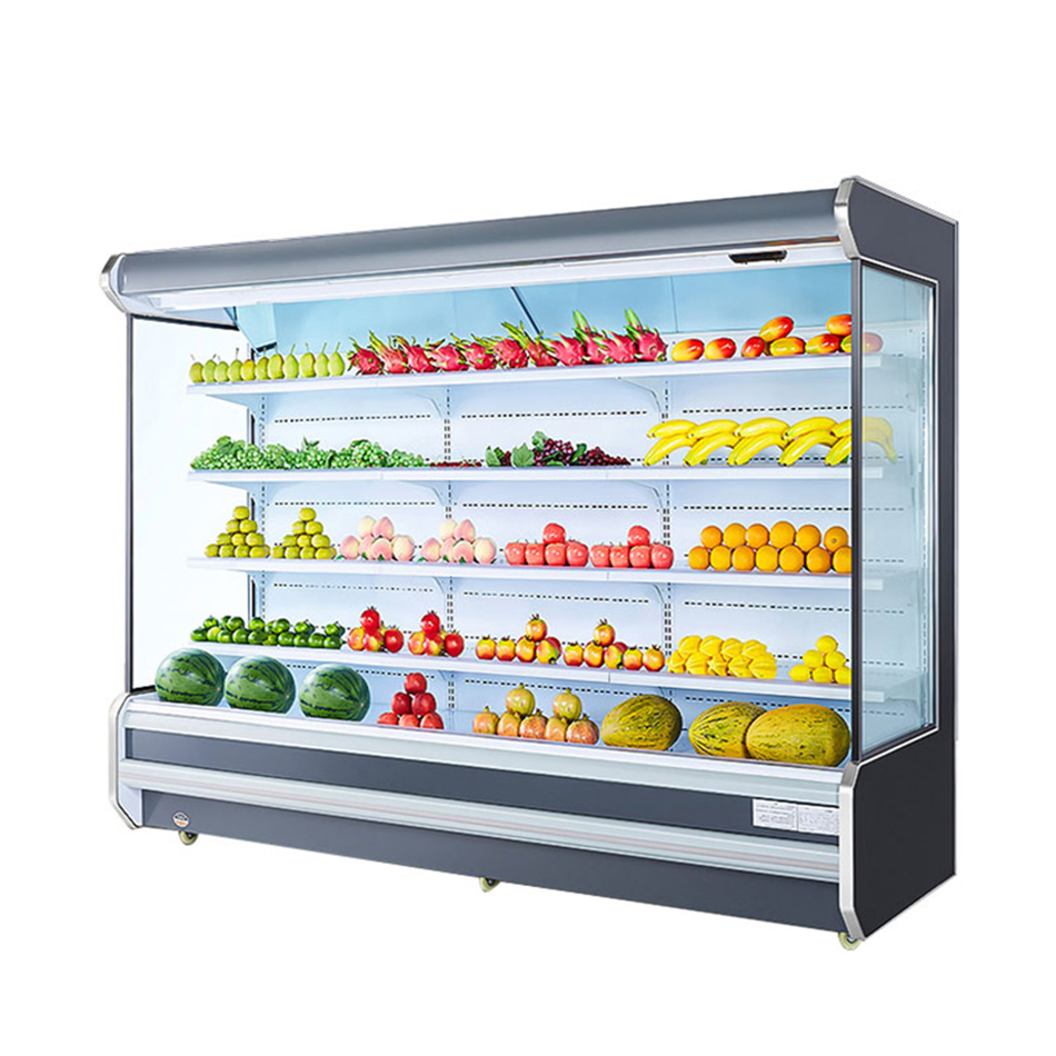 Fruit Storage Refrigerated Display Case Air-Cooled Cabinet Stainless-Steel Vertical Chilled