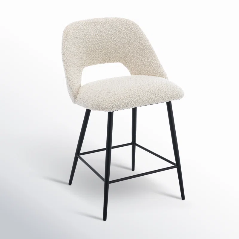 Valdez Boucle Bar &amp; Counter Stool Modern Design Furniture Hollow Back Counter High Chair Nordic Upholstered Bar Stool