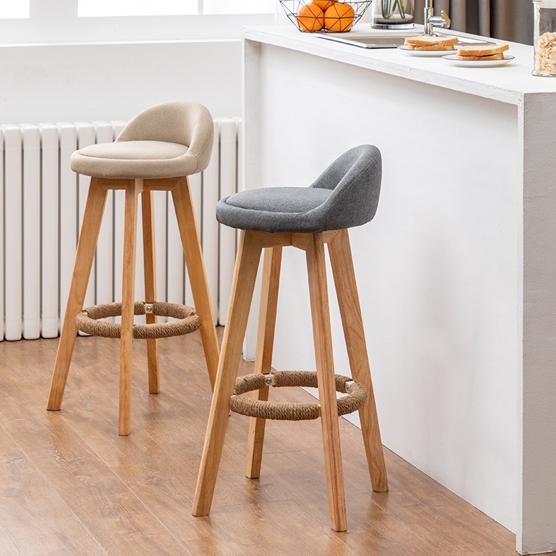 Nordic Antique Nail Leather Luxury Swivel Kitchen Home Wood Wooden Modern Cheap High Stool Bar Chair