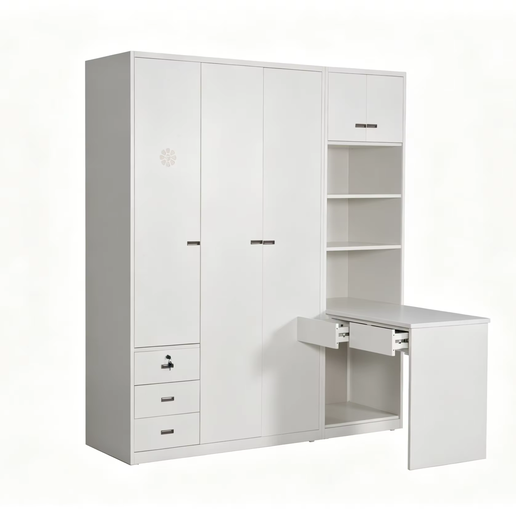 Wardrobe Modern Freestanding Steel Bedroom and Living Room Wardrobe with Clothing Storage for Home Apartment and Hotel Wardrobe