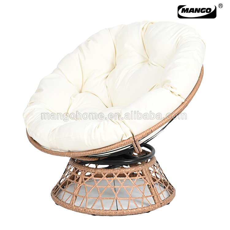 Deluxe Outdoor and Indoor Patio Rocking Rattan Chair with Padded Cushion Oversized Egg Rocking Chair