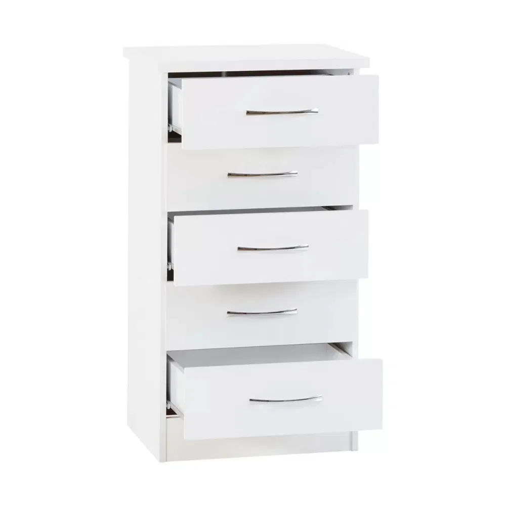 2024 Hot Selling Bedroom Furniture White Wooden 5 Dresser Chest of Drawers