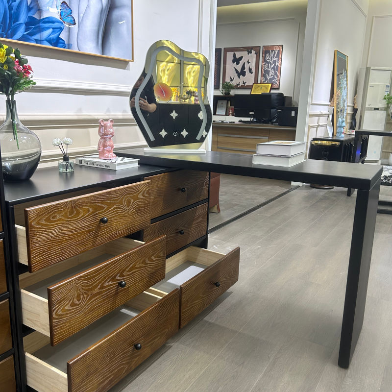 High Quality Modern European Drawers Storage Bedroom Furniture Nordic Vanity Makeup Dressing Table With Mirror and Stool
