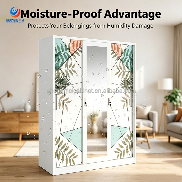 Modern Italian Design Steel Wardrobe with Sliding Doors Anti-Rust Fast Assembly Freestanding Closet Storage for Bedroom
