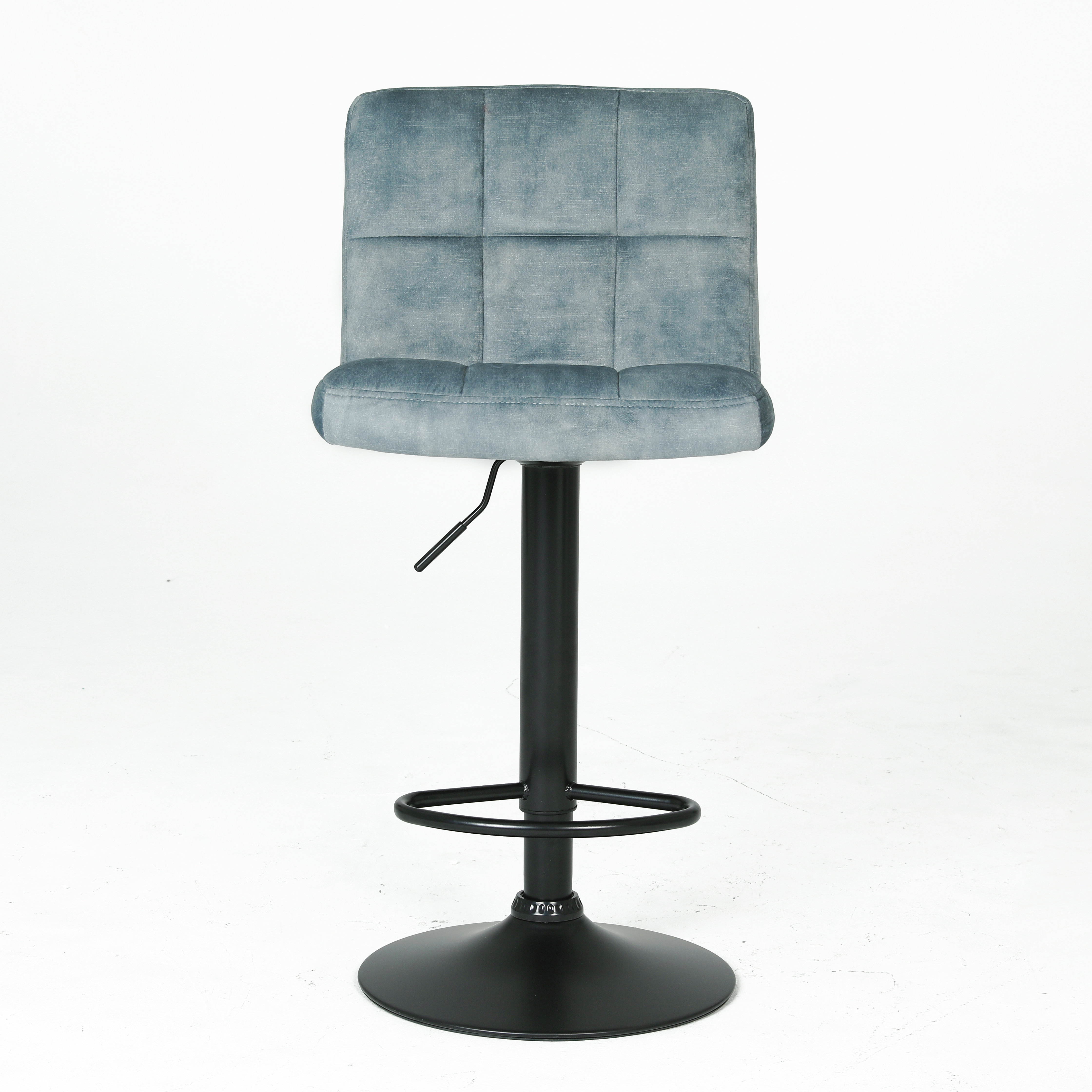 Custom Modern European Nordic Fabric Black Metal Leg Swivel Dining Counter Bar Stool for Home Office &amp; Hotel Use