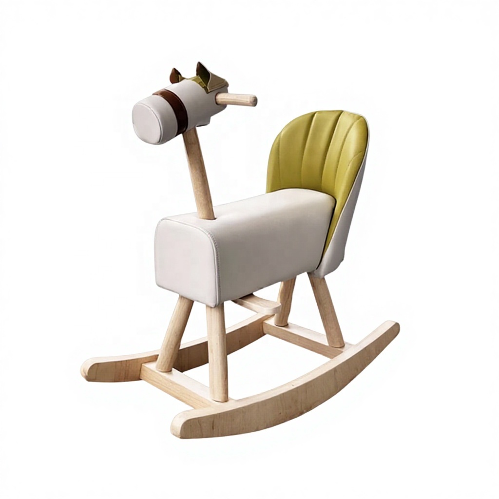 Modern Kids Deer Horse Animal Armchair Solid Wood Leisure Rocking Chair for Bedroom Villa Home Office Living Room or Dining