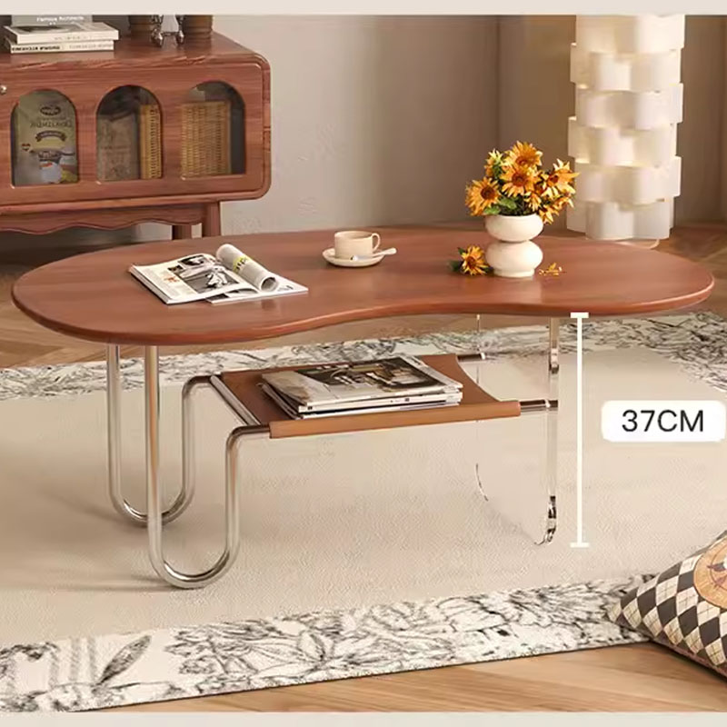 Medieval Style Living Room Center Furniture Stainless Steel Legs End Table Wooden Simple Coffee Table